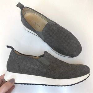 M. Gemi Leather Woven Wedge Slip On Sneaker shoe 38 7.5